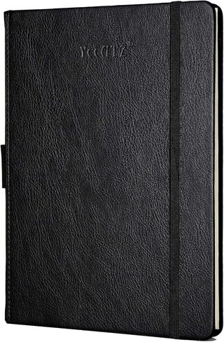 دفتر يوميات/دفتر ملاحظات بغلاف مقوى سميك من YeeATZ مع ورق ممتاز مقاس A5 120 جرامًا للمتر المربع، دفتر ملاحظات مسطر مع حامل أقلام، جلد بني، 3 أقلام تحديد شريطية، جيب داخلي، 8.4 × 5.7 بوصة in Kuwait