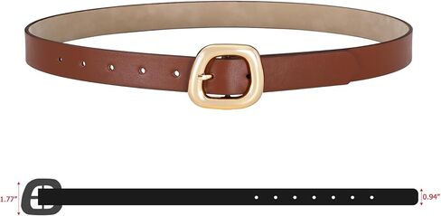 Belts for Women with Gold Buckle – Adjustable Brown Leather Belt for Jeans, Dress, Pants in Kuwait