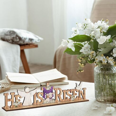 ديكورات عيد الفصح الدينية، علامات ديكور عيد الفصح، لافتة طاولة متقاطعة خشبية لعيد الفصح لمزرعة أوستيك، غرفة الطعام، عيد الميلاد، الربيع in Saudi Arabia