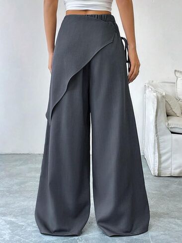 Verdusa Women's Bow Tie Wrap Pants Wide Leg Dress Pants Elegant Business Casual Outfits in Saudi Arabia