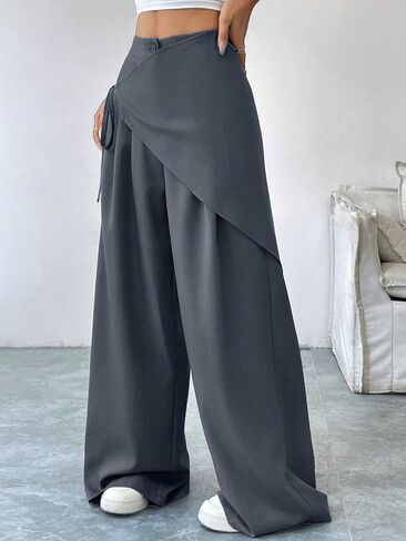 Verdusa Women's Bow Tie Wrap Pants Wide Leg Dress Pants Elegant Business Casual Outfits in Saudi Arabia