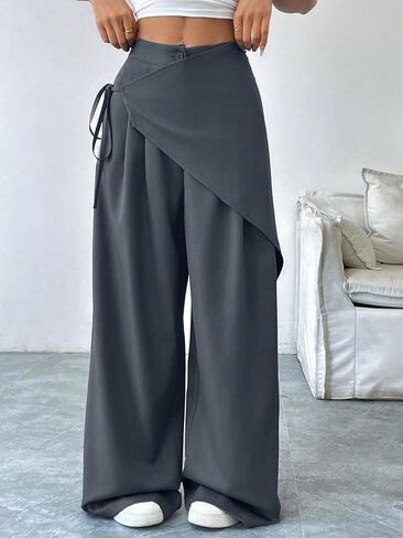 Verdusa Women's Bow Tie Wrap Pants Wide Leg Dress Pants Elegant Business Casual Outfits in Saudi Arabia