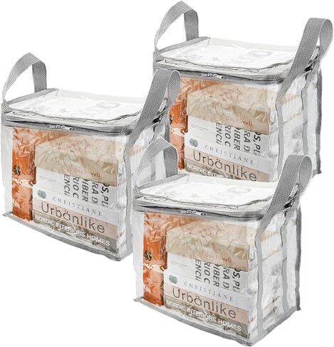 مجموعة حقائب تخزين الكتب الشفافة مكونة من 3 قطع، منظم صندوق كتب هزلية شفاف قابل للطي للتخزين الهزلي، مثالية لتخزين الألعاب والمزيد، المكتب، أو المنزل، سهلة الحمل وموفرة للمساحة in Kuwait