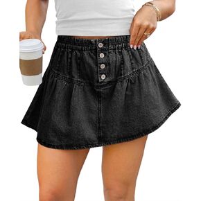 Tankaneo Womens Mini Denim Skirt Summer Pleated High Waisted Y2k A-Line Jean Skirts Flowy Short Skirts in Kuwait