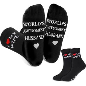 DPKOW I Love My Wife Socks للرجال في العالم أفضل هدايا عيد الحب للزوج، جوارب عيد الحب للرجال مع تصميم على شكل قلب، مثالية لهدية الزوج الرومانسية لذكرى عيد الميلاد in Kuwait