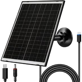 لوحة شمسية 13 وات لكاميرات الأمان الخارجية، USB-C، Micro USB و5.5x2.1 مم مخرج تيار مستمر، حامل 360 درجة، IP66 مقاوم للماء، كابل 7.2FT، متوافق مع الكاميرات التي تعمل ببطارية 5 فولت in Kuwait