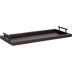 Kate and Laurel Halsey Decorative Metal Narrow Rectangle Tray with Useful Handles, 24 x 10, Bronze, Geometric Vintage Serving Tray with Handles for Entryway or Living Room Decor in Saudi Arabia