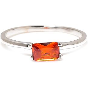 Orange Topaz Gemstone Stacking Stackable Rings For Women & Men | 925 Solid Silver Band | 4 x 6 mm | Radiant Shape Ring | Thanksgiving Christmas Unisex Jewelry in Kuwait