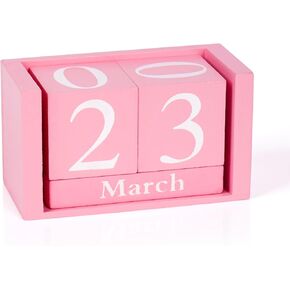 GDYOOSHOW Perpetual Wooden Desk Blocks Calendar Small Black Month Date Display (pink) in Kuwait
