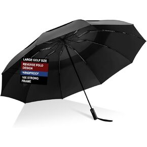 Umbrellas for Rain and Sun Windproof Compact Travel Golf Umbrella, Large Inverted Auto Open & Close, 10 Ribs Durable & Portable Design with Cover Bag for Men and Women in Saudi Arabia