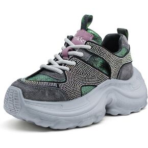 Women's Chunky Platform Sneakers Fashion Lace Up Running Shoes Comfort Non-Slip Walking Shoes in Kuwait
