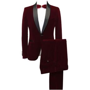 بدلة رجالية مكونة من قطعتين من سترة سهرة مخملية بقصة ضيقة وزر واحد وسترة وبنطلون أنيقة لحفلات العشاء in Kuwait