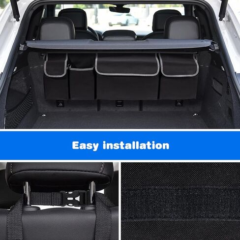 منظم صندوق السيارة، منظم صندوق السيارة الخلفي ذو سعة كبيرة، حقيبة تخزين السيارة قابلة للطي مع 4 جيوب، منظم تعليق المقعد الخلفي لسيارات الدفع الرباعي/MPV/الشاحنة (40.16 بوصة × 10.63 بوصة) in Kuwait