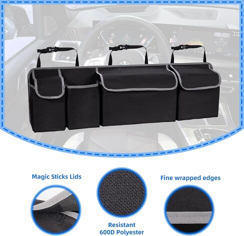 منظم صندوق السيارة، منظم صندوق السيارة الخلفي ذو سعة كبيرة، حقيبة تخزين السيارة قابلة للطي مع 4 جيوب، منظم تعليق المقعد الخلفي لسيارات الدفع الرباعي/MPV/الشاحنة (40.16 بوصة × 10.63 بوصة) in Kuwait