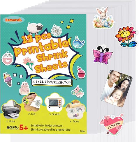 6 قطع من أوراق دينك المنكمشة القابلة للطباعة، أوراق طابعة شرينك دينك شبه شفافة مقاس A4 لزينة عيد الميلاد، حشوات تخزين رائعة للبالغين والأطفال حرف صنع سلسلة المفاتيح اليدوية (8.3 بوصة × 11.7 بوصة) in Kuwait