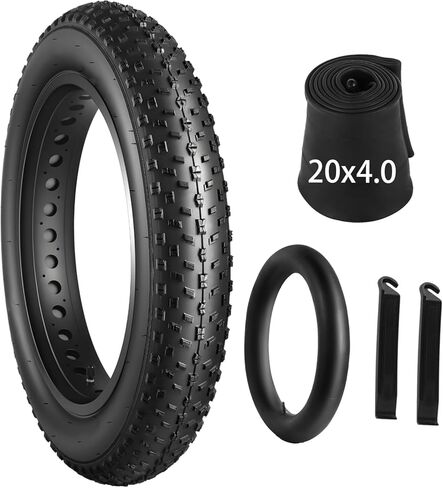 20x4.0 Fat Tire Replacement - Puncture Resistant All-Terrain Folding Tire & Tube Set with 2 Tire Levers for 20 Inch Fat Bike and Ebike, Fits Snow Sand Street Mountain in Saudi Arabia