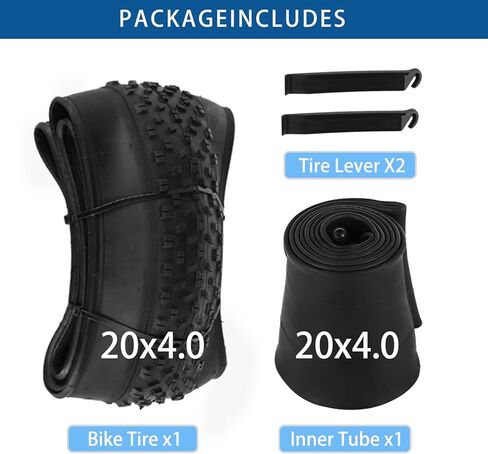 20x4.0 Fat Tire Replacement - Puncture Resistant All-Terrain Folding Tire & Tube Set with 2 Tire Levers for 20 Inch Fat Bike and Ebike, Fits Snow Sand Street Mountain in Saudi Arabia