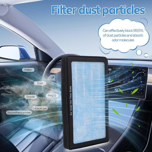 6 قطع من ملحقات فلتر هواء المقصورة Tesla Model 3 Model Y، استبدال فلتر HEPA H13 مع الكربون المنشط الممتاز، هيكل ترشيح 4 مراحل لـ Tesla Model 3 Model Y (2016-2025) in Kuwait