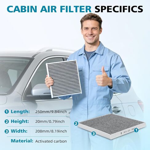 Cabin Air Filter with Activated Carbon Compatible with Voyager 2020-2022, Grand Caravan 2021-2022, V6 3.6L, Chrysler Pacifica 2017-2022, Replace # CF12283 68308950AB in Saudi Arabia