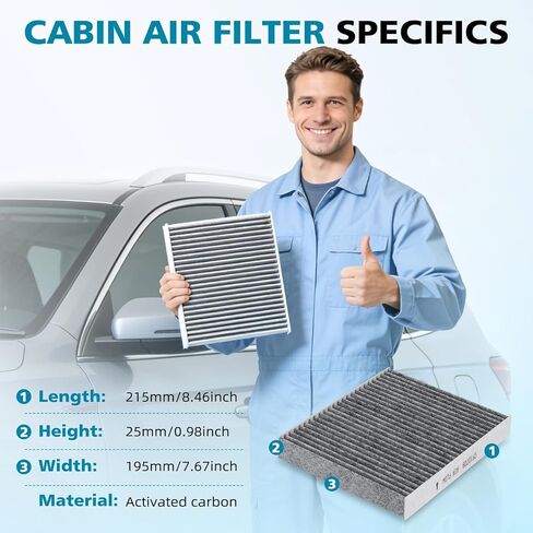 Cabin Air Filter with Activated Carbon Compatible with Chrysler, Dodge, Jeep & Ram Models - 200, Sebring, Caliber, Journey, Compass, Patriot, 1500, 2500, 3500 - Replace# 5058693AA CF10729 in Saudi Arabia