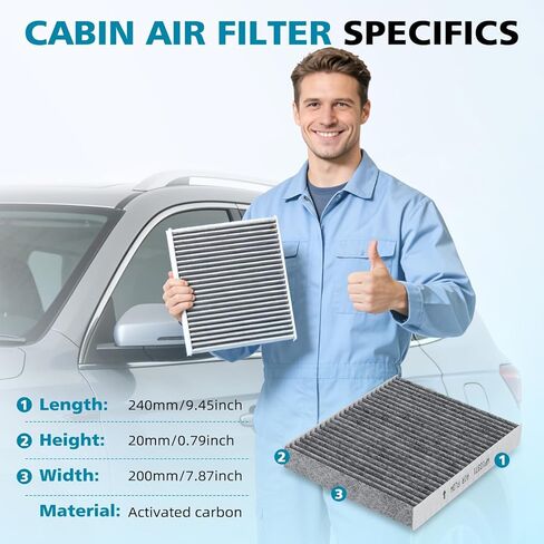 Cabin Air Filter with Activated Carbon Compatible with Wrangler 2018-2023 - 2.0L 3.6L 6.4L ，Jeep Gladiator 2020-2022- Replace# 68301863AA CF12450 in Saudi Arabia