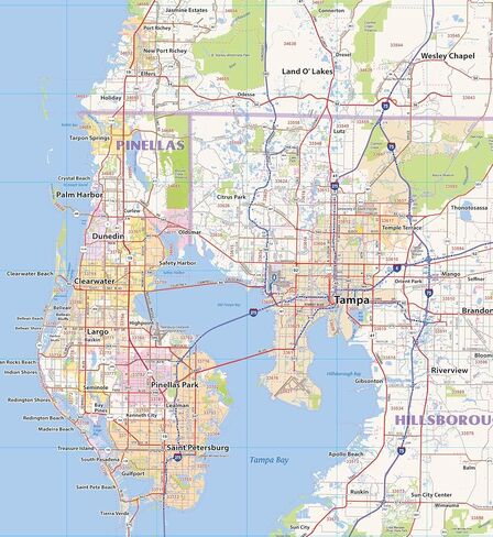 Topographics Central Florida Laminated Wall Map (52"Wx42"L) in Saudi Arabia