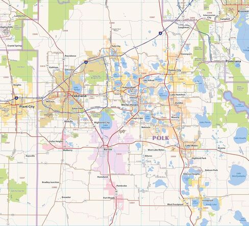 Topographics Central Florida Laminated Wall Map (52"Wx42"L) in Saudi Arabia