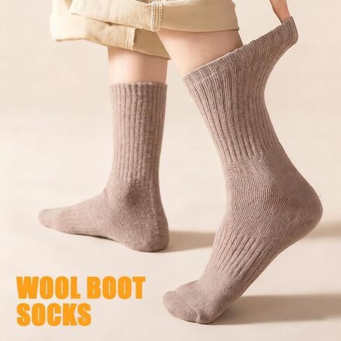DandyChic Wool Socks for Women, Thick Winter Warm Wool Sock, Cozy Soft Solid Crew Socks 3 Pairs in Saudi Arabia