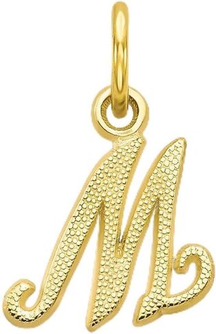 Solid 10k Yellow Gold Initial Letter M Alphabet Charm Pendant in Saudi Arabia
