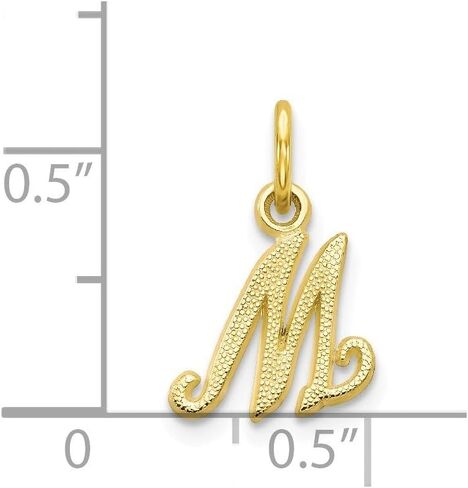 Solid 10k Yellow Gold Initial Letter M Alphabet Charm Pendant in Saudi Arabia