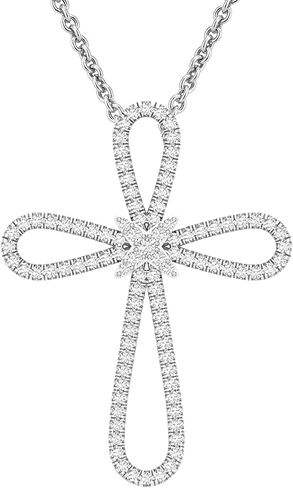 Cross Pendant Necklace Men Women Unisex 14k Gold Plated 925 Sterling Silver Moissanite Infinity Ankh Charm (Color D, VVS1) in Kuwait