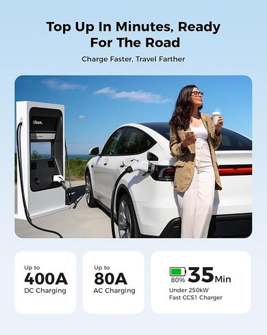 محول 2in1 CCS1 & J1772 إلى Tesla، مناسب لطراز Tesla Y 3 X S (مع تمكين CCS) والجيل التالي من NACS EVs، شحن سريع 250 كيلو وات، CCS إلى NACS، يعمل مع محطة شحن من المستوى 3 ومستوى التيار المتردد 1/2 in Kuwait
