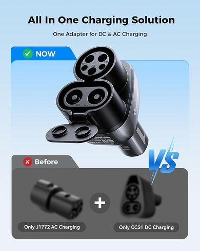 محول 2in1 CCS1 & J1772 إلى Tesla، مناسب لطراز Tesla Y 3 X S (مع تمكين CCS) والجيل التالي من NACS EVs، شحن سريع 250 كيلو وات، CCS إلى NACS، يعمل مع محطة شحن من المستوى 3 ومستوى التيار المتردد 1/2 in Kuwait