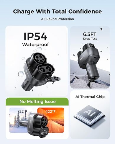محول 2in1 CCS1 & J1772 إلى Tesla، مناسب لطراز Tesla Y 3 X S (مع تمكين CCS) والجيل التالي من NACS EVs، شحن سريع 250 كيلو وات، CCS إلى NACS، يعمل مع محطة شحن من المستوى 3 ومستوى التيار المتردد 1/2 in Kuwait