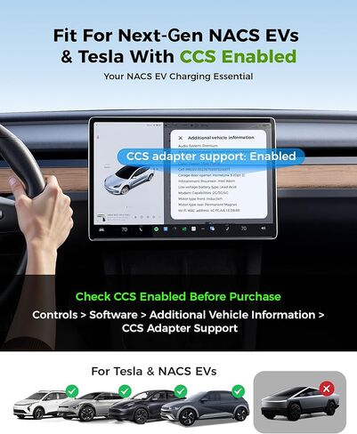محول 2in1 CCS1 & J1772 إلى Tesla، مناسب لطراز Tesla Y 3 X S (مع تمكين CCS) والجيل التالي من NACS EVs، شحن سريع 250 كيلو وات، CCS إلى NACS، يعمل مع محطة شحن من المستوى 3 ومستوى التيار المتردد 1/2 in Kuwait