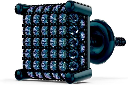 Dazzlingrock Collection 0.25 Carat Round Diamond Cube Unisex Stud Earring (1 Pc Only) in Black & Blue Plated 925 Sterling Silver in Saudi Arabia