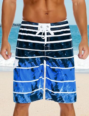 Men's Beachwear Drawsting Beachwear Drawstring Striped Board Shorts in Saudi Arabia