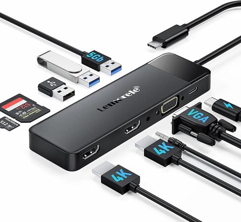 قاعدة شحن Lemorele Steam Deck، محطة إرساء 6 في 1 مع HDMI 4K@30 هرتز، جيجابت إيثرنت، 3 USB-A 2.0 ومنفذ شحن USB-C كامل السرعة للتلفزيون والشاشة والكمبيوتر اللوحي والماوس ولوحة المفاتيح وملحقات سطح البخار in Kuwait