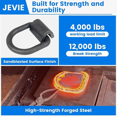 حلقات D مزورة ملحومة من Jevie مقاس 1/2 بوصة، قوة كسر شديدة التحمل 12.000 رطل، لمسة نهائية زيتية مقاومة للصدأ - مقطورة، شاحنة، عربة سكن متنقلة، ATV، مراسي ربط بضائع المزرعة، مصاحبة (عبوتان) in Kuwait