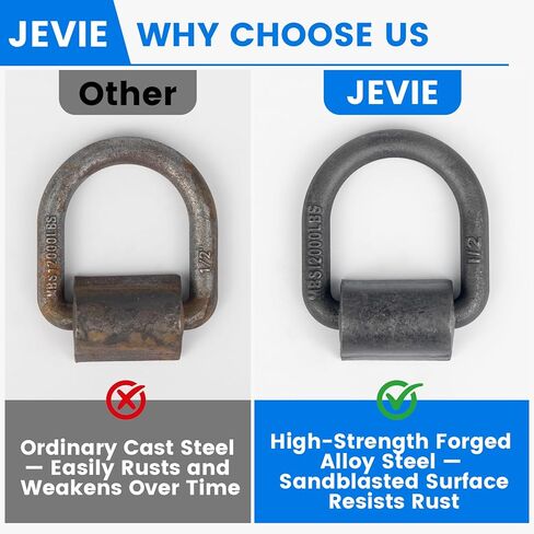 حلقات D مزورة ملحومة من Jevie مقاس 1/2 بوصة، قوة كسر شديدة التحمل 12.000 رطل، لمسة نهائية زيتية مقاومة للصدأ - مقطورة، شاحنة، عربة سكن متنقلة، ATV، مراسي ربط بضائع المزرعة، مصاحبة (عبوتان) in Kuwait
