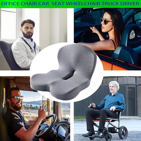 وسادة مقعد مدمجة من إسفنج الذاكرة على شكل حرف L لكرسي المكتب والشاحنة والسيارة، وسادة مقعد مريحة للسائق للظهر وأسفل الظهر ودعم عظم الذيل لسائق الشاحنة والقيادة الطويلة (رمادي) in Kuwait
