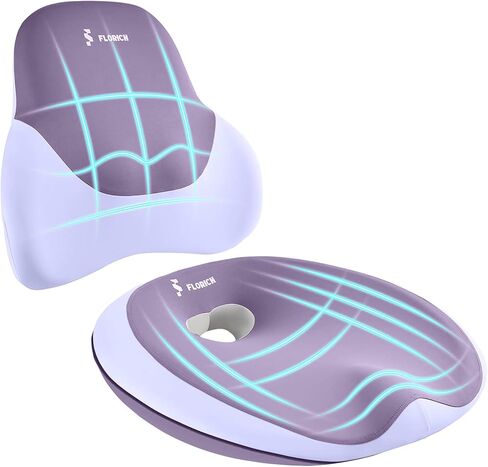 FLORICH Seat Cushion Lumbar Support Pillow for Office Chair, Car Lower Back Support, Ergonomic Desk Chair Pillow for Butt and Back Support of Memory Foam Seat Pad(Purple) in Saudi Arabia