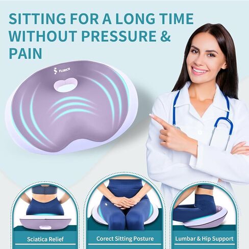 FLORICH Seat Cushion Lumbar Support Pillow for Office Chair, Car Lower Back Support, Ergonomic Desk Chair Pillow for Butt and Back Support of Memory Foam Seat Pad(Purple) in Saudi Arabia