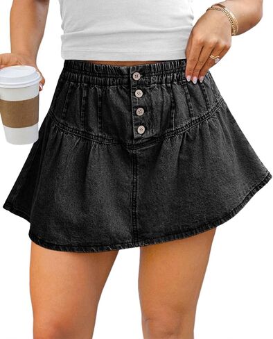 Tankaneo Womens Mini Denim Skirt Summer Pleated High Waisted Y2k A-Line Jean Skirts Flowy Short Skirts in Saudi Arabia