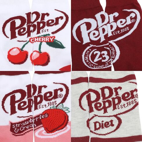 Bioworld Dr Pepper Variety Logos Men’s 5-Pair Pack Casual Crew Socks in Saudi Arabia