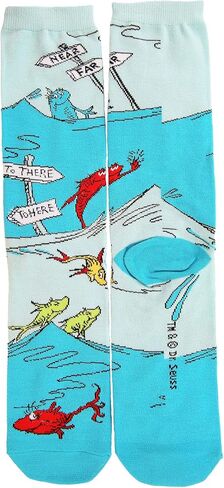 مجموعة جوارب Dr. Seuss Pattern Crew للبالغين - 5 أزواج من الجوارب الأكريليك مع رسومات محبوكة، مرخصة رسميًا in Kuwait
