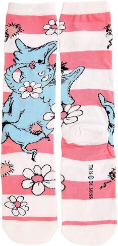 مجموعة جوارب Dr. Seuss Pattern Crew للبالغين - 5 أزواج من الجوارب الأكريليك مع رسومات محبوكة، مرخصة رسميًا in Kuwait