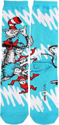 مجموعة جوارب Dr. Seuss Pattern Crew للبالغين - 5 أزواج من الجوارب الأكريليك مع رسومات محبوكة، مرخصة رسميًا in Kuwait