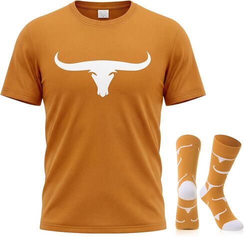 Mepase Sport Apparel T-shirt and Sock Set, University Orange Cotton Athletic Outfit Crew Sock Fan Gift Idea for Game Day in Saudi Arabia