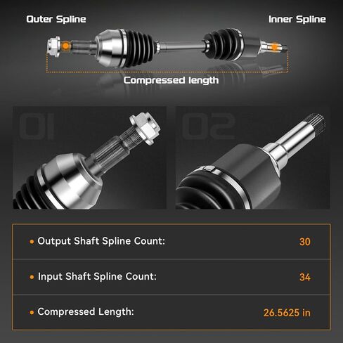 Front CV Axle Shaft Assembly Compatible with Chevrolet Equinox 2010-2016, GMC Terrain 2010-2016- 2.4L Front Driver Side, 60-1557 in Saudi Arabia